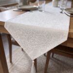 Chemin de table imperméable et anti tâches - Jacquard blanc