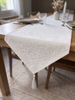 Chemin de table imperméable et anti tâches - Jacquard blanc
