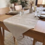 Chemin de table en lin - Beige naturel uni