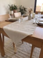 Chemin de table en lin - Beige naturel uni
