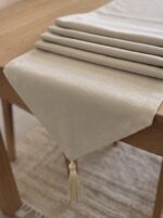 Chemin de table en lin - Beige naturel uni – Image 2