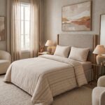 Pack housse de couette rayée - Beige et terracotta
