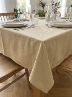 Nappe beige foncé unie imperméable et anti tâches – Image 2