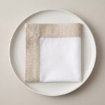 Lot de 6 serviettes - Blanc bordure beige – Image 2