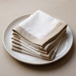Lot de 6 serviettes - Blanc bordure beige – Image 4