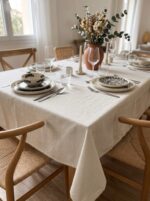 Nappe imperméable et anti tâches - Unie blanc cassé